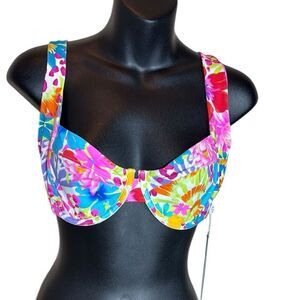 Beach bunny swim women’s xl karter bralette bikini top underwire bright floral